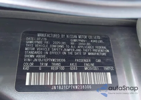 2019 Nissan Rogue Sport S z USA, uszkodzony, nr VIN JN1BJ1CP7KW238306